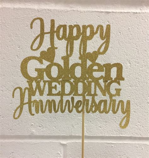 Happy Golden Wedding Anniversary Cake Topper 6 Inch Golden Wedding