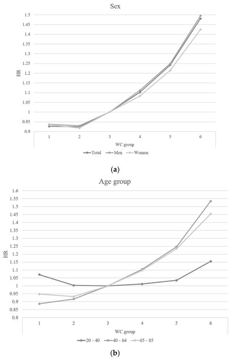 Hazard Ratio For All Cause Mortality By Sex And Age Group In Wc Groups