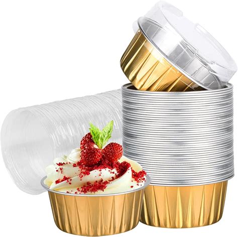 Amazon Disposable Ramekins With Lids Pack Oz Gold Aluminum