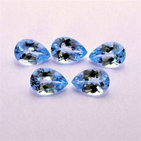 X Mm Natural Blue Topaz Pear Cut Pcs Cts Sky Color Loose