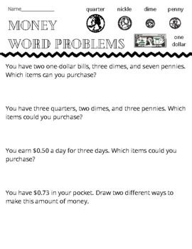 Money Word Problems by Miss Gilmore's TpT | TPT