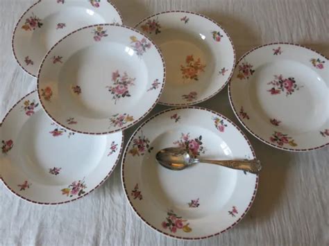 6 ASSIETTES CREUSES en porcelaine de Limoges de chez Balleroy frères en