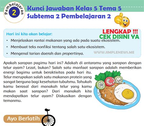 Lengkap Kunci Jawaban Kelas 5 Tema 5 Subtema 2 Pembelajaran 2 Simple News Kunci Jawaban