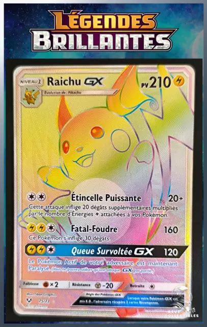 Carte Pok Mon Raichu Gx Rainbow Sl Soleil Lune L Gendes