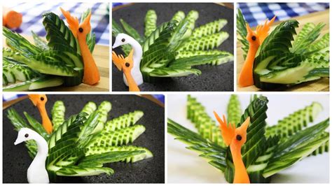 Super Salad Decoration Ideas Cucumber Bird Swan Peacock Carving