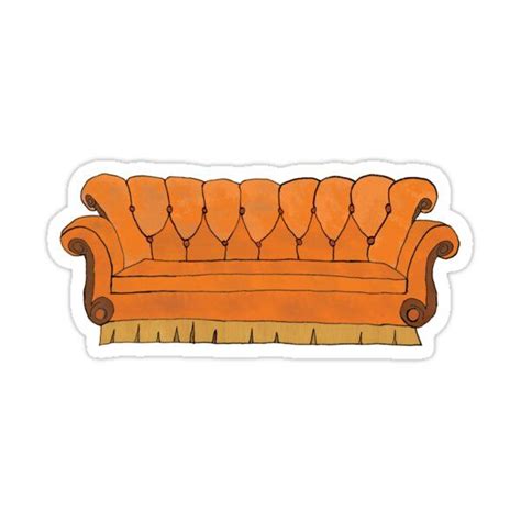 Iconic Orange Sofa From Nyc Coffee House Sticker For Sale By