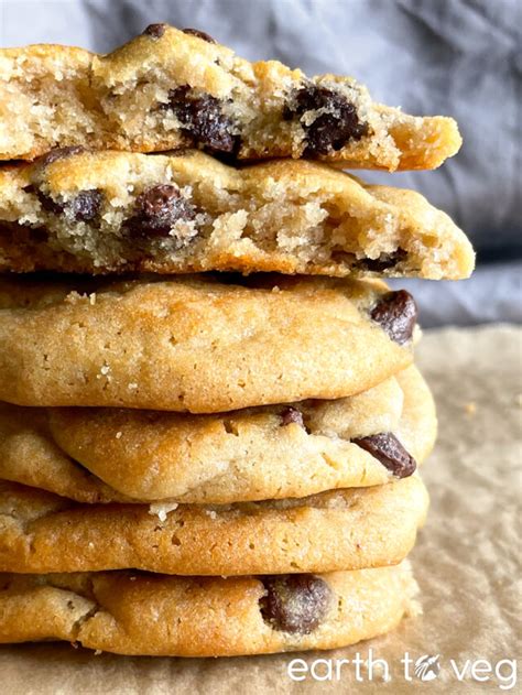 Soft And Chewy Vegan Chocolate Chip Cookies Earth To Veg