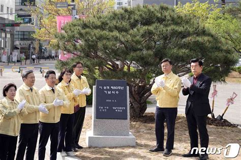 성남시 시 승격 50주년 기념식수 둥근 소나무 심어인구 19만→92만명 뉴스1