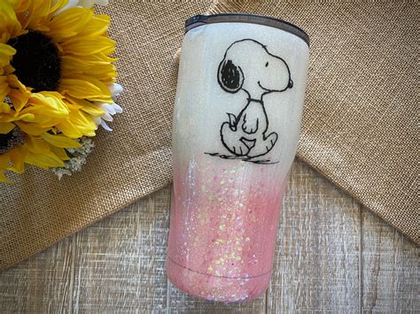 Snoopy Tumbler Made With Custom Glitter Waterslides And Etsy