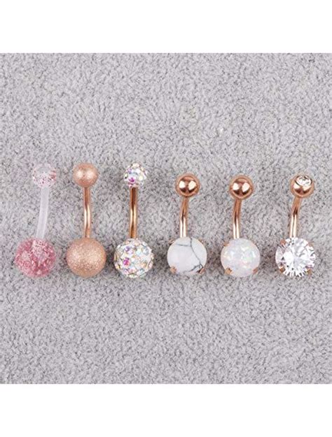 Buy CZCCZC 14G Stainless Steel Belly Button Rings Marble Stone For