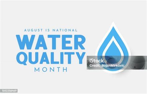 National Water Quality Month Card August Vector Stock Illustration