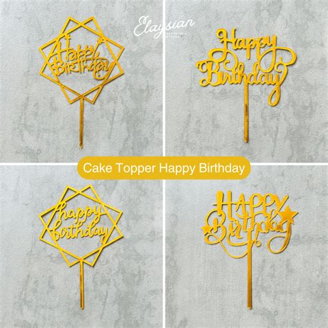 Jual Cake Topper Happy Birthday Akrilik Topper Happy Birthday