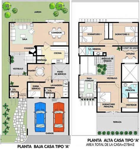 Planos De Casas Gratis Y Departamentos En Venta Casa De 2 Plantas 278m2 En Total