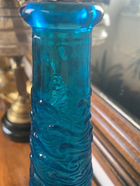 Vintage Empoli Blue Art Glass Bottle Empoli Rossini Art Glass Etsy