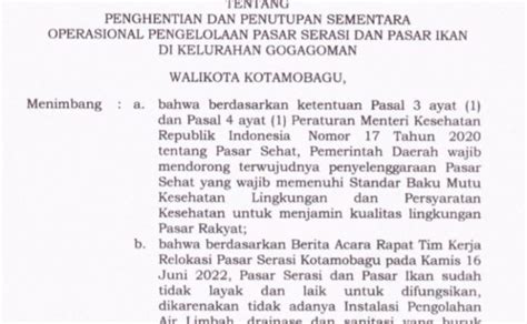 Pemkot Turunkan Sk Penutupan Dan Pemhentian Sementara Operasional Pasar