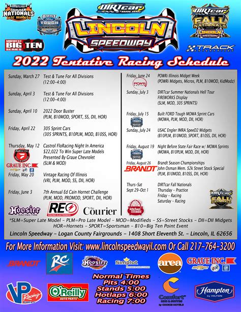 Schedule – Lincoln Speedway