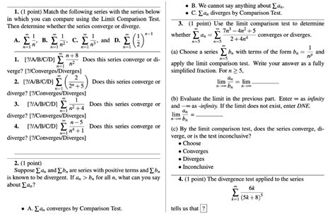 Solved 1 1 Point Match The Following Series With The Chegg