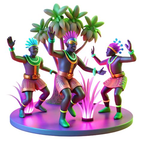 Vibrant Tribal Dance Celebration 3d Render Of Festive Figures 55061328 Png