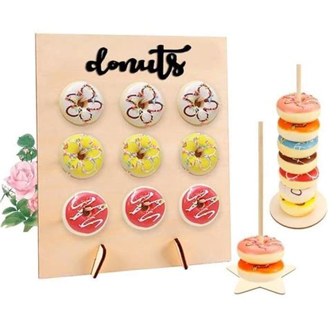 Lot De Donuts En Bois Trous Avec Supports En Bois X