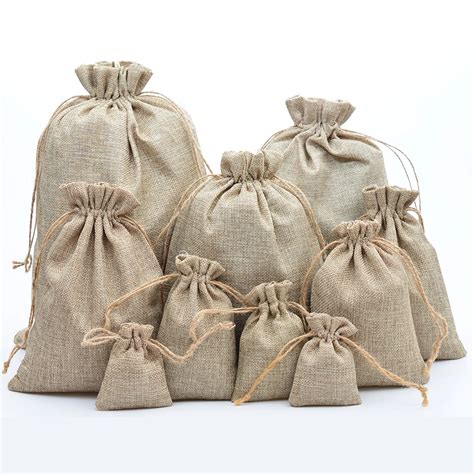 Natural Wedding Favor Hessian Burlap Jute Gift Bags Drawstring Sack