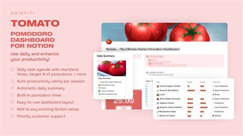 Tomato The Ultimate Pomodoro Notion Dashboard Template