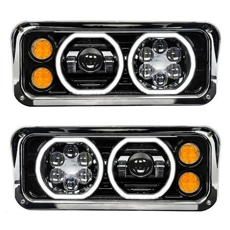 Freightliner Classic Fld Sd Black Projector Headlight Assembly With