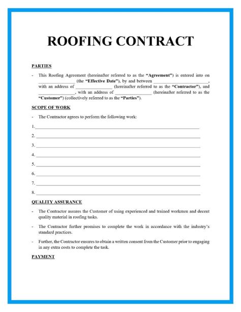 Roofing Contract Template Etsy