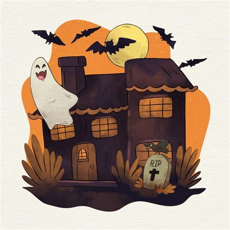 Ilustraci N De Casa De Halloween En Acuarela Vector Gratis