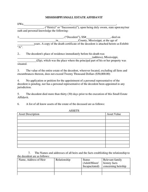 Free Printable Small Estate Affidavit Templates Pdf Word Example