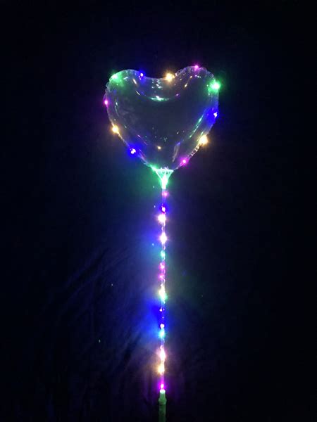 LED Bubble Ballon Herz Mit STICK Stab Multi Color Kupferdraht Lic