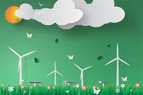 Paper Art Green Wind Turbine Solar Energy Design 1078371 Vector Art at Vecteezy