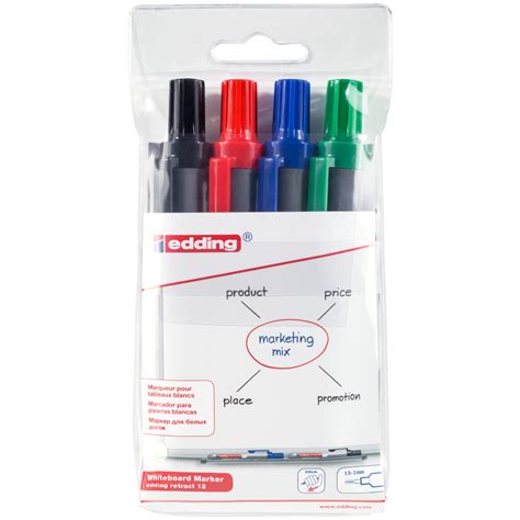 Edding Retract 12 Whiteboard Markers Assorted Office Colours Wallet