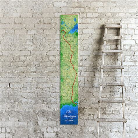 The Mississippi River Map Sign Wall Art Print on Real Wood - Etsy