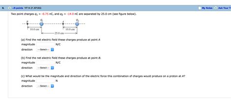 Solved Two Point Charges Q Nc And Q Nc Chegg