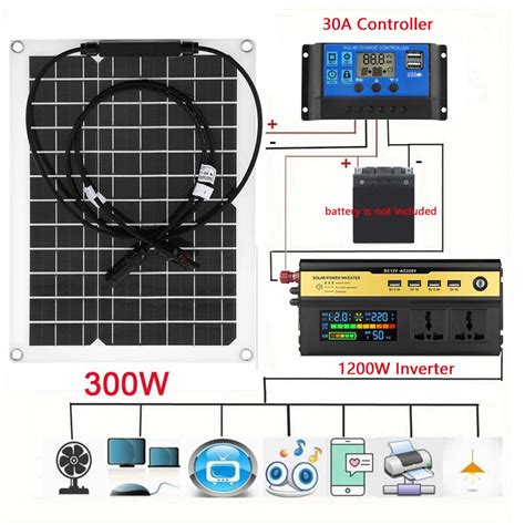 Syst Me D Alimentation Solaire 12V 220V 1200W Kit Onduleur 300W Panneau