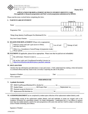 Fillable Online Igds Polyu Edu Application For Replacement Of Polyu