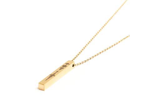 Soundwave Personalized Bar Necklace With Qr Code Custom Engraved