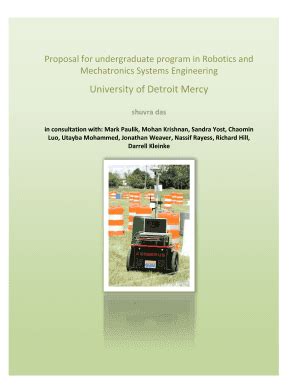 Fillable Online Udmercy Proposal For Undergraduate Program In Robotics