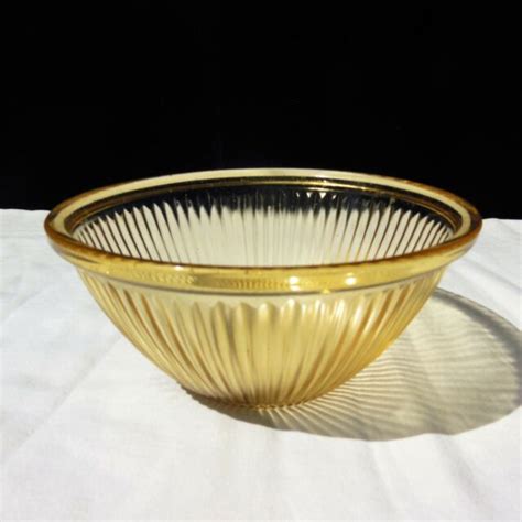 1 Federal Madrid Amber Yellow Depression Glass 7 34 Ribbed Mixing