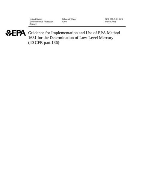 PDF Guidance For Implementation And Use Of EPA Method 1631 For The