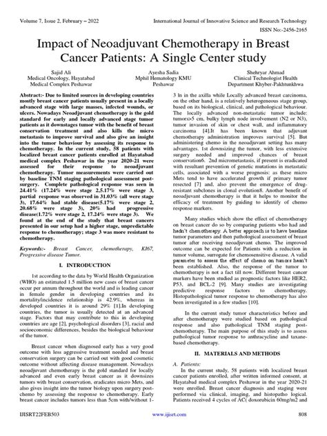 Impact of Neoadjuvant Chemotherapy in Breast Cancer Patients A Single ...