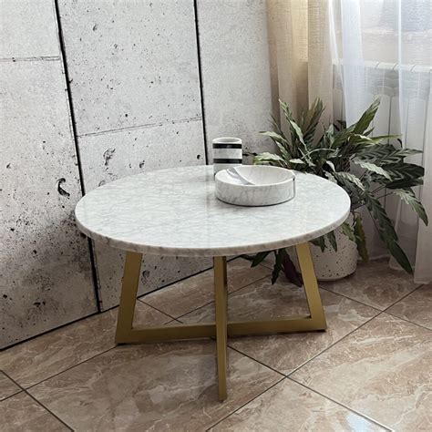 Stolik Z Marmurowym Blatem Bianco Carrara 80cm Marmurowa Pracownia