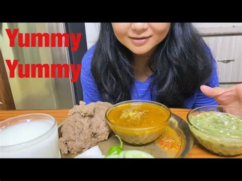 Mukbang Dhedo Ladyfingers Soup With Buff Curry Nepali Khana Rai Sona