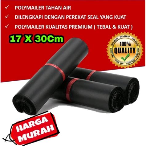 Jual PLASTIK PACKING POLYMAILER HITAM 17X30 ISI 100 PACKING ONLINE