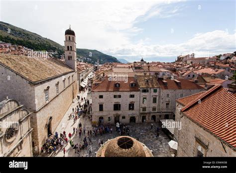 Looking East From Dubrovnik City Walls Down The Stradun Or Placa The