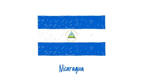 Nicaragua Nationalflagge Bleistiftfarbskizze Mit Transparentem