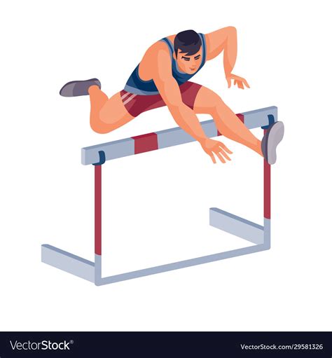 Men Takes Part In Hurdle Race And Jumps Well Vector Image