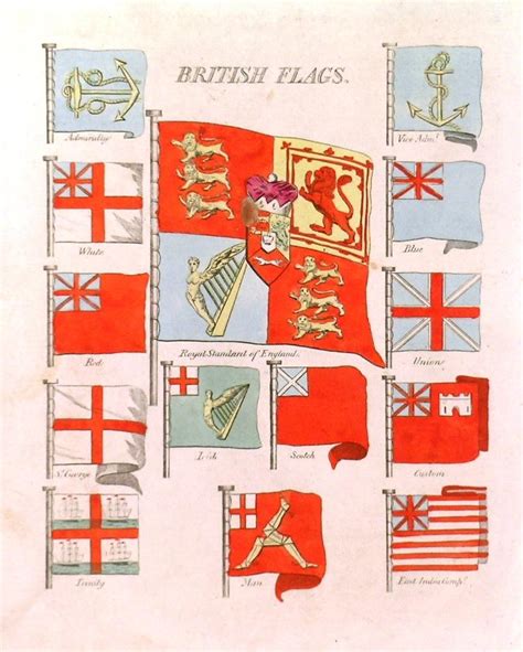 BRITISH FLAGS . Flag of the Royal Standard of England surrounded by ...