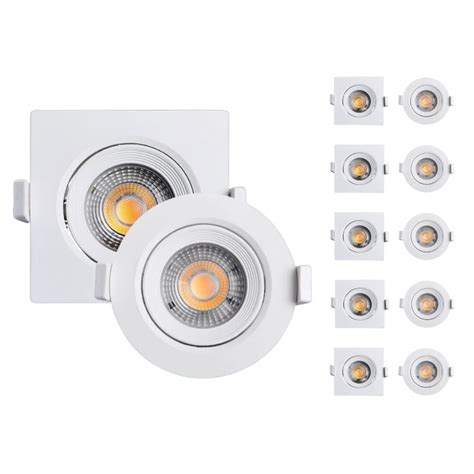 Kit 10 Spot Led 5w 7w Embutir Quadrado Redondo Direcionável 6500K 3000K