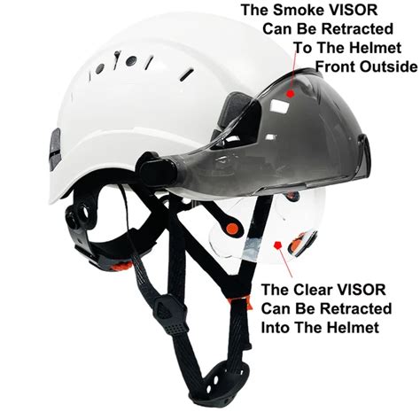 CE Construction Safety Helmet With Visor Built In Goggles For Engineer